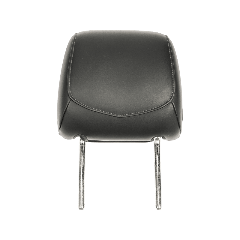 Automotive Front Seat Matte Black Leather Headrest Assembly with Arc Stitching